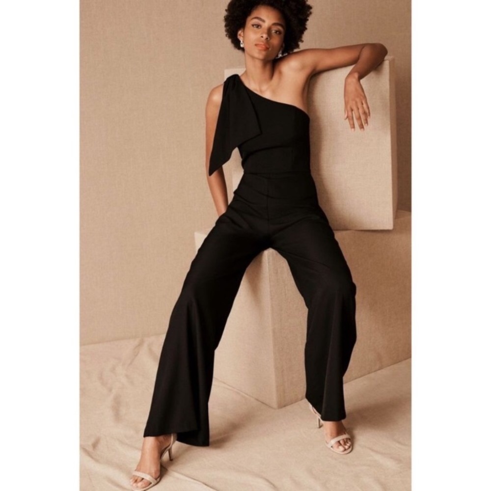 BHLDN Windham Jumpsuit Black One Shoulder NEW